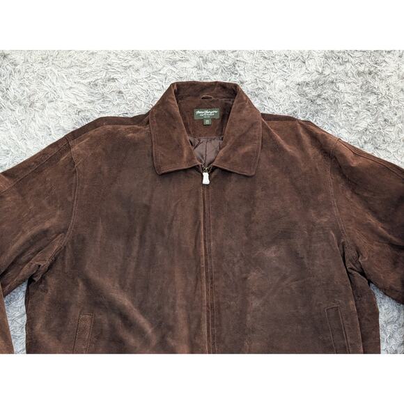 Norm Thompson Mens Brown Suede Leather Insulated Bomber Jacket Size XXL - Picture 5 of 16
